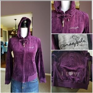 Pineapple Purple Velvet Hoodie from London - Small